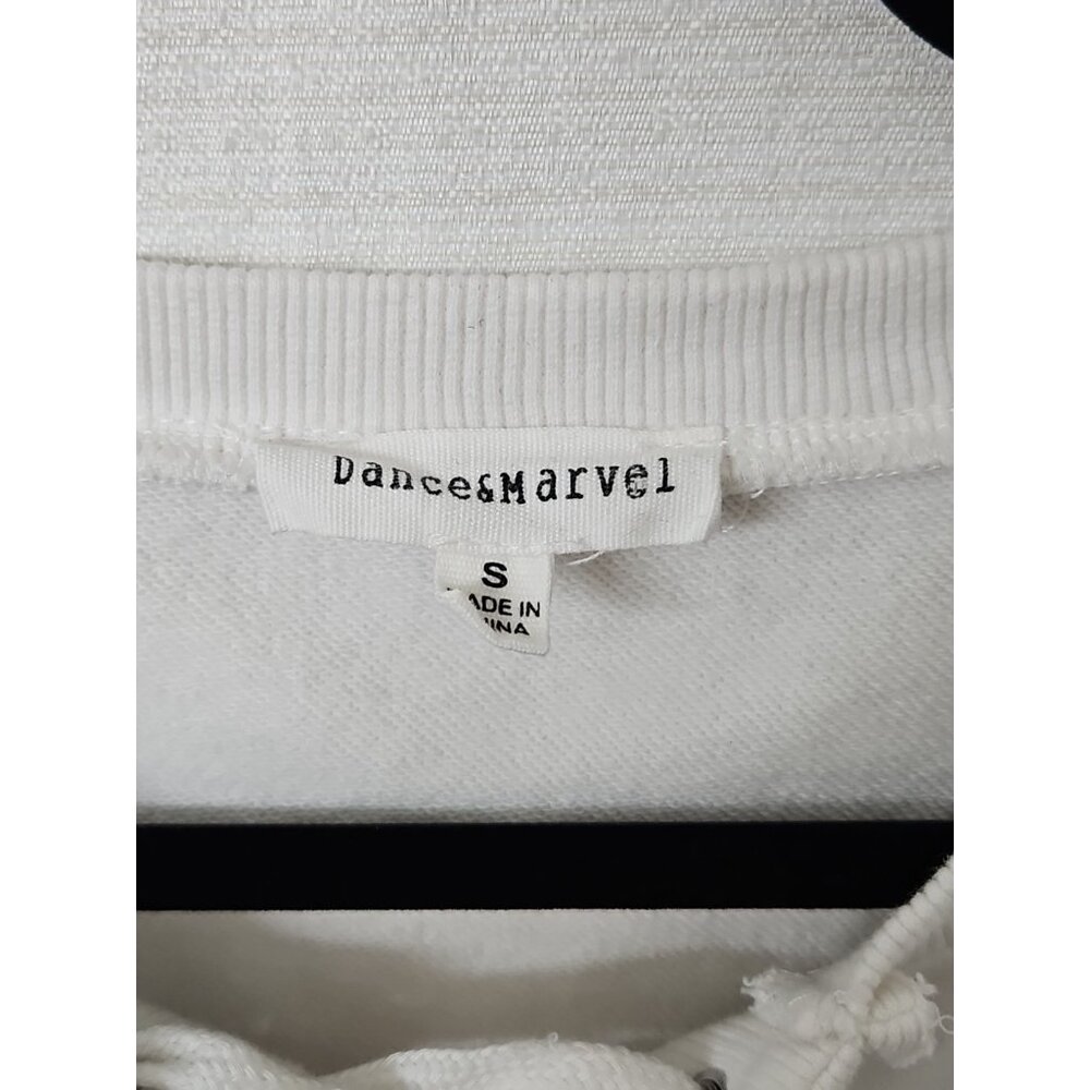Dance & Marvel Sz Small White Cropped Sweatshirt Lace Up Distressed Athileisure - Picture 4 of 8